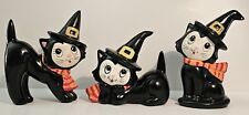 Set of 3 Vtg Lefton Halloween Cat Kitten Witches Rare Trio  picture