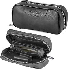 Durable Leather 2 Pipe Tobacco Pouch case Black NEW picture