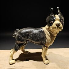 Antique Style Cast Iron Boston Terrier Dog Door Stop Coin Bank picture
