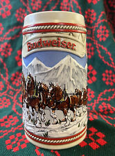 Vintage 32 ounce Bud Light Anheuser Clydesdale Busch Beer Stein Mug, Christmas picture