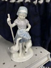 Antique Metzler & Ortloff  Porcelain Girl with Geese Figurine Germany 1890-1945 picture
