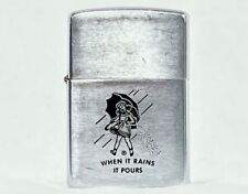 Vintage Morton Salt Zippo Lighter - Umbrella Girl When It Rains It Pours picture