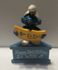 Happy Smurfday To You Birthday Singer Figure - Vintage Smurf Collectable Toy Fig picture