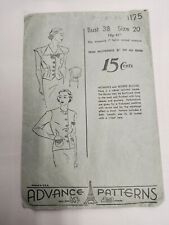 Vtg 1930s Advance Patterns Blouse Sz 20 Bust 38 picture