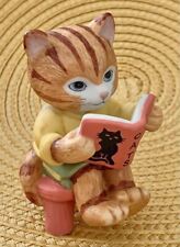 Vintage Bronson Collectibles Book Reading Kitty Figurine picture