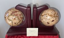 Bookends CASPARI Old World Globe Spinning - Leather or Pleather See Photos Vtg. picture