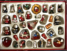 Kurt Adler Miniature Wooden Christmas Tree Ornaments Lot of 35 Vintage picture
