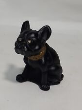 Vintage Westmoreland Glass Bulldog Figurine Black with Gold Collar picture