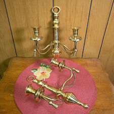 Brass Wall Sconce Candle Holder 2 Vtg Hollywood Regency Rope & Tassel Century picture
