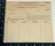 Antique 1917 Metropolitan life insurance voucher for medical Examiner Report picture