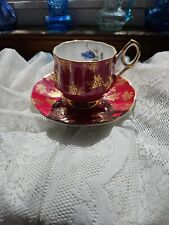 Vintage Elizabethan Bone China Tea Cup And Saucer, Red And Gold picture