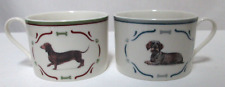 Danbury Mint short and long hair Dachshund Mug Cup Set 2 dogs puppies Bone China picture