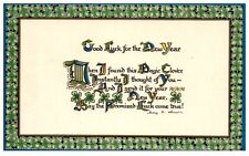 Good Luck New Year Clover Shamrock Antique German Postcard Writing c.1905 picture