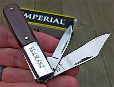 Schrade Brown Handles Imperial 2 Blade Barlow Folding Pocket Clip Pen Knife picture