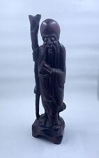 Vintage Wooden Carving Of Sau Feng Shui God Of Longevity Fuk Luk Sau 10 in. picture