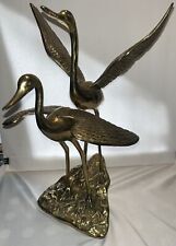 VINTAGE Brass Bird Crane Stork Heron Egret Figurine Statue 16