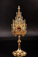 Reliquary Neugotisch Monstrance 3 Angel Home Altar Open Front Height 40 Handmade picture