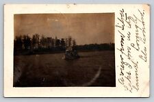 Antique 1907 Real Photo RPPC US Flag Boat View Silver Lake NC Sc#328 to Waterloo picture