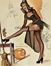 1950 Halloween Witch Freeman Elliott Artist's Sketch Pad Print Pin-Up Cheesecake picture