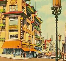 Vintage San Francisco Ca. Postcard Chinatown Business District Linen Post Card picture