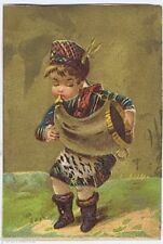 Mme Demorest's Reliable Patterns, Child Blowing Huge Horn, Trade Card 1880's picture