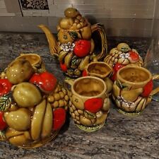 Vintage Inarco Fruit Bowl Series Teapot, Creamer, Sugar, 3 Mugs, Cookie Jar READ picture