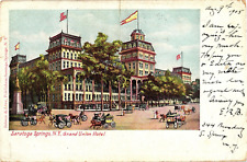 Grand Union Hotel Horses Wagons Saratoga Springs NY Undivided Postcard 1905 picture