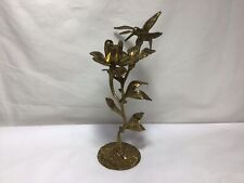FF82 Vintage Antique Artistic Flower And Bird Brass Tree Metal Works picture