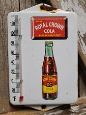 VINTAGE ROYAL CROWN COLA PORCELAIN SIGN THERMOMETER RC SODA DRINK BEVERAGE POP picture