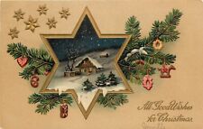 PFB Christmas Cookies Postcard 6985 Snow Scene in Star Decorate Tree Branches picture