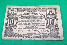 PROFIT SHARING Coupon WM B REILY Company United 100's REILY FOODS Antique picture