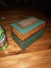 Antique wooden box with leather And Stone inlay Very old and unusual picture
