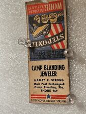 Camp Blanding FL Florida Jeweler Matchbook  Hitler Axis Vintage World War II picture