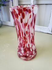 Vintage Red And White Speckled  Hand Blown Vase picture