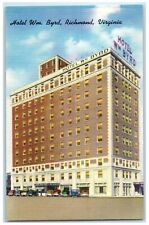 c1940's Hotel Wm Byrd & Restaurant Building Cars Richmond Virginia VA Postcard picture