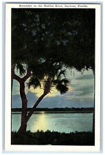 c1930's Moonlight on the Halifax River Daytona Florida FL Vintage Postcard picture