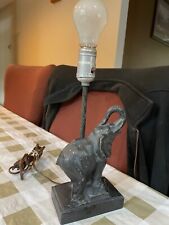 Vintage Rare Cast Aluminum Elephant Electric Lamp Trunk Up Good Fortune picture