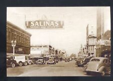 REAL PHOTO SALINAS CALIFORNIA DOWNTOWN STREET SCENE OLD CARS POSTCARD COPY picture