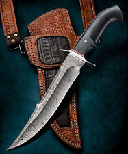 HANDMADE LOVELESS STYLE BOWIE KNIFE FORGED DAMASCUS STEEL BLACK MICARTA BY ARC picture