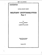 435 Page 1952 Military Cryptanalytics Part I Monoalphabetic Substitution on CD picture