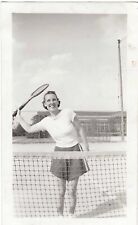 Identified Woman Wearing Shorts Swinging Tennis Racket August 1938 Vintage Photo picture