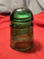 Vintage Brookfield 00 Emerald/olive Green Pony Glass Insulator RARE picture