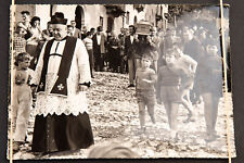Italian Outdoor Funeral Procession Vintage Black & White Photo V10 picture