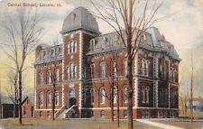 Lincoln Illinois~Central School~Puffy Mansard Roof~Quoins Postcard 1908 picture