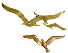 Vtg Mid Century Solid Brass 3 Seagull Flying Birds Wall Decor 28