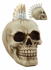Punk Rock Bullet Mohawk Human Skull Statue Figure picture