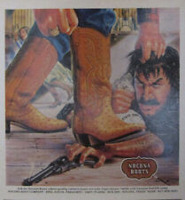1980s NOCONA Western Cowboy Boots Print Ad ~ BANK ROBBER Outlaw w/ Alex Ebel Art picture