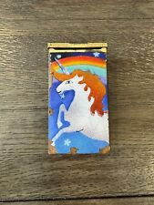 Vintage Enameled Unicorn Rainbow Lidded Metal Box Ooak Brass Pride Cigarette 70s picture