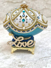 LOVEBOAT Fabergé egg Musical Silk Handcarved Faberge Trinket Faberge Necklace picture
