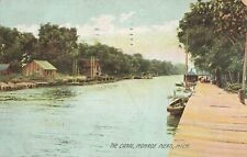 Monroe Piers Michigan Canal MI Old Postcard LP14 picture